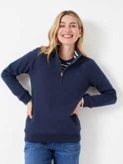 Crew Clothing Half Zip Sweatshirt - Navy