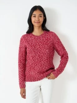 Crew Clothing Twist Yarn Cable Crew - Pink