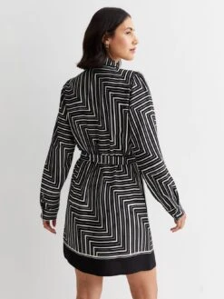 New Look Black Line Belted Mini Shirt Dress -RIVE IS Clothing Shop VP8D7 SQ2 0000000270 PRINT MDb