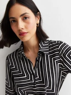 New Look Black Line Belted Mini Shirt Dress -RIVE IS Clothing Shop VP8D7 SQ4 0000000270 PRINT MDd