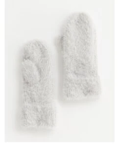 New Look Pale Grey Eyelash Knit Mittens