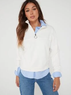 Brave Soul Zip Up Boxy Fleece Sweatshirt