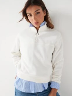 Brave Soul Zip Up Boxy Fleece Sweatshirt -RIVE IS Clothing Shop VP9FO SQ4 0000000067 CREAM MDd