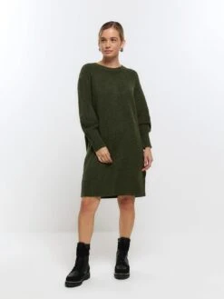 RI Petite Petite Cosy Jumper Dress - Khaki -RIVE IS Clothing Shop VPA8K SQ3 0000000058 KHAKI MDo