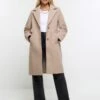 River Island Short Wool Coat - Light Brown