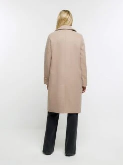 River Island Short Wool Coat - Light Brown -RIVE IS Clothing Shop VPA8M SQ2 0000000143 BROWN MDb