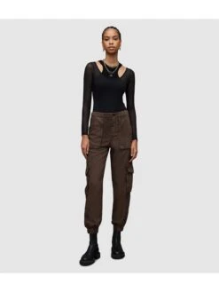 AllSaints Frieda Tencel Trousers - Warm Cacao Brown -RIVE IS Clothing Shop VPAUD SQ5 0000000143 BROWN SLd