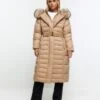 RI Petite Petite Shawl Slim Padded Coat - Brown