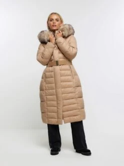 RI Petite Petite Shawl Slim Padded Coat - Brown -RIVE IS Clothing Shop VPEUU SQ3 0000000143 BROWN MDo