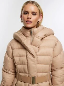 RI Petite Petite Shawl Slim Padded Coat - Brown -RIVE IS Clothing Shop VPEUU SQ4 0000000143 BROWN MDd