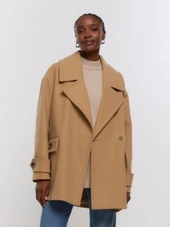 River Island Short Swing Coat - Brown