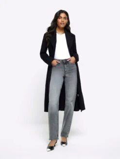 River Island Belted Trench Coat - Black -RIVE IS Clothing Shop VPEVE SQ3 0000000004 BLACK MDo