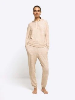 River Island Soft Brushed Tie Jogger - Brown -RIVE IS Clothing Shop VPEVN SQ3 0000000143 BROWN MDo