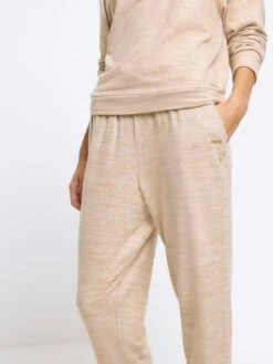 River Island Soft Brushed Tie Jogger - Brown -RIVE IS Clothing Shop VPEVN SQ4 0000000143 BROWN MDd