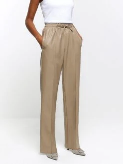 River Island Elasticated Waist Pu Trouser - Cream