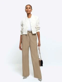 River Island Elasticated Waist Pu Trouser - Cream -RIVE IS Clothing Shop VPEY5 SQ3 0000000067 CREAM MDo