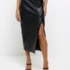 River Island Lace Trim Pu Midi Skirt - Black -RIVE IS Clothing Shop VPEY8 SQ1 0000000004 BLACK MDf