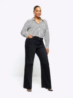 RI Plus Mono Stripe Satin Shirt - Black -RIVE IS Clothing Shop VPEZI SQ3 0000000004 BLACK MDo