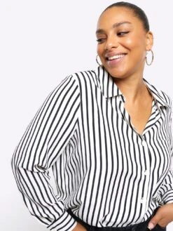 RI Plus Mono Stripe Satin Shirt - Black -RIVE IS Clothing Shop VPEZI SQ4 0000000004 BLACK MDd