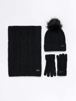 River Island Cable Knit Gift Set - Black