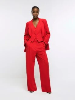 River Island Wide Leg Pleated Trouser - Red -RIVE IS Clothing Shop VPG6U SQ3 0000000017 RED MDo