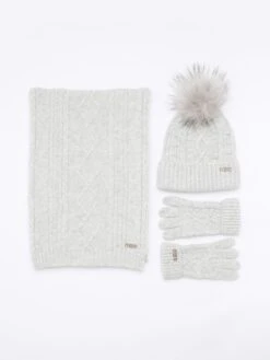 River Island Cable Knit Gift Set - Grey