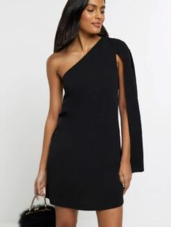 River Island Asymmetric Mini Dress - Black -RIVE IS Clothing Shop VPGHX SQ4 0000000004 BLACK MDd