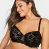 Yours Felicity Leaf Flock Padded T Shirt Bra - Black 1 Yours Felicity Leaf Flock Padded T Shirt Bra - Black -RIVE IS Clothing Shop VPJAC SQ1 0000000004 BLACK MDf