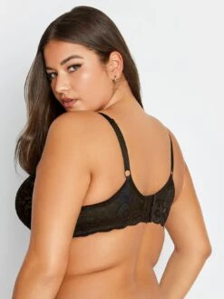 Yours Felicity Leaf Flock Padded T Shirt Bra - Black -RIVE IS Clothing Shop VPJAC SQ2 0000000004 BLACK MDb