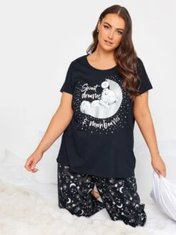 Yours Yours Sweet Dreams Tatty Teddy Wide Leg Pj Set - Blue