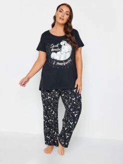 Yours Yours Sweet Dreams Tatty Teddy Wide Leg Pj Set - Blue -RIVE IS Clothing Shop VPJEO SQ3 0000000020 BLUE MDo