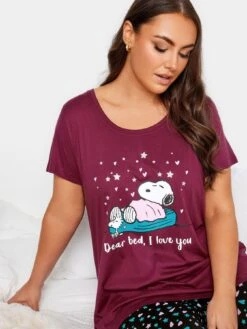 Yours Yours Bed I Love You Snoopy Tapered Pj Set - Red -RIVE IS Clothing Shop VPJEQ SQ4 0000000017 RED MDd