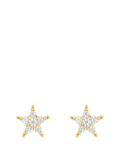 Inicio 14K Gold Plated   Cubic Zirconia Star Stud Earrings