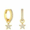 Inicio 14K Gold Plated   Cubic Zirconia Star Huggie Earrings -RIVE IS Clothing Shop VPK42 SQ1 0000000036 GOLD SLf