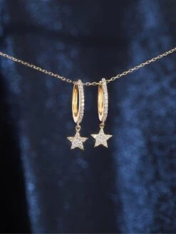 Inicio 14K Gold Plated   Cubic Zirconia Star Huggie Earrings -RIVE IS Clothing Shop VPK42 SQ3 0000000036 GOLD SLd