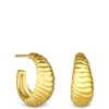 Inicio 14K Gold Plated   Textured Polished Hoop Earrings