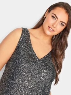 Yours Sequin Sleeveless Top - Silver -RIVE IS Clothing Shop VPKCS SQ4 0000000035 SILVER MDd