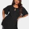 Yours Keyhole Peplum Rib Top. Black -RIVE IS Clothing Shop VPKEP SQ1 0000000004 BLACK MDf