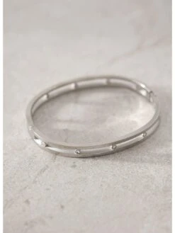 Mint Velvet Stone Insert Plated Bangle -RIVE IS Clothing Shop VPMCD SQ3 0000000035 SILVER SLd
