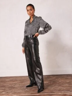 Mint Velvet Black Faux Leather Trousers -RIVE IS Clothing Shop VPOMI SQ3 0000000004 BLACK MDo