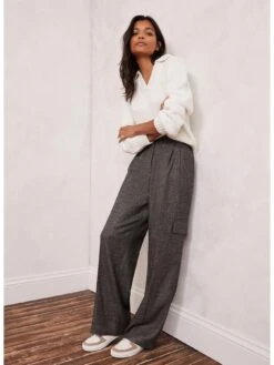 Mint Velvet Metallic Wide Leg Trouser -RIVE IS Clothing Shop VPOMJ SQ4 0000000143 BROWN MDd