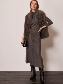 Mint Velvet Faux Fur Toggle Detail Gilet -RIVE IS Clothing Shop VPONZ SQ2 0000000005 GREY MDb