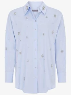 Mint Velvet Blue Spaced Embellished Shirt -RIVE IS Clothing Shop VPOQK SQ4 0000000020 BLUE MDd