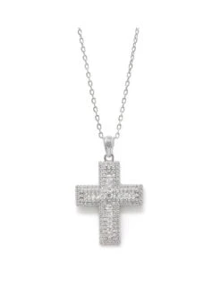 Say It With Diamonds Paved CZ Cross Necklace