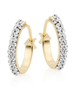 Beaverbrooks 9ct Gold Crystal Hoop Earrings -RIVE IS Clothing Shop VPXAH SQ4 0000000036 GOLD SLd1