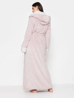 Long Tall Sally Contrast Waffle Trim Hooded Maxi Robe -RIVE IS Clothing Shop VPXXM SQ2 0000000063 PINK MDb