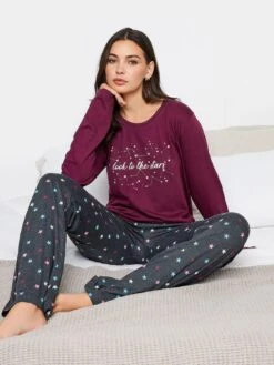 Long Tall Sally Long Tall Sally Look To The Stars Long Sleeve Wide Leg Pj Set