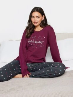 Long Tall Sally Long Tall Sally Look To The Stars Long Sleeve Wide Leg Pj Set -RIVE IS Clothing Shop VPXXS SQ4 0000000017 RED MDd