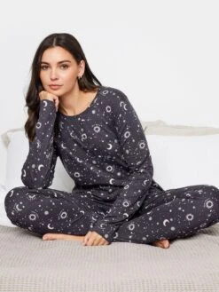Long Tall Sally Long Tall Sally Oversize Celestial Long Sleeve Placket Legging Pj Set