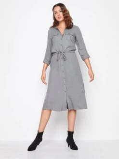 Long Tall Sally Grey Utility Shirt Dress -RIVE IS Clothing Shop VPXY6 SQ3 0000000005 GREY MDo